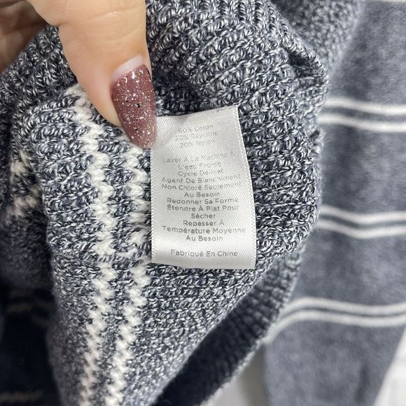 Talbots Sweater Women Size XL Gray Stripe Long Sleeve Winter Pullover - Picture 9 of 13